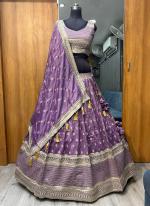 Vichitra Silk Purple Wedding Wear Embroidery  Work Readymade Lehenga Choli